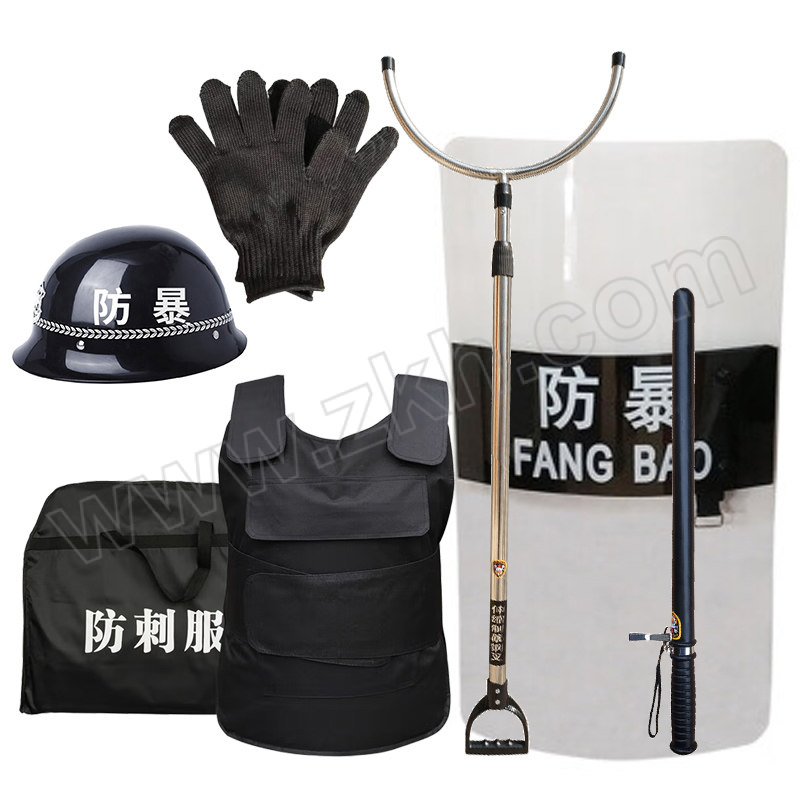 ZKH/震坤行 防暴六件套 FBZB-06A 硬质防刺服×1+3.5mm盾牌×1+钢叉×1+PC防暴棍×1+PC防暴头盔×1+防割手套×1 1套