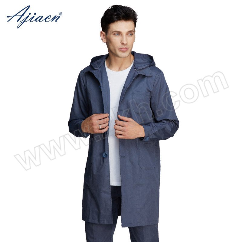AJIACN/爱家 男防辐射工装风衣带帽外套 AJ809 2XL 藏青色 1件
