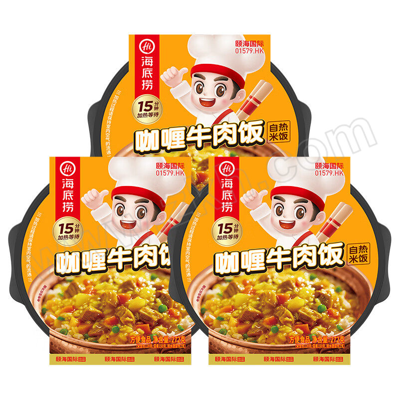 HI/海底捞 海底捞自热米饭咖喱牛肉方便米饭 272Gx3盒 272G*3【一件发G】 3件/组 1组