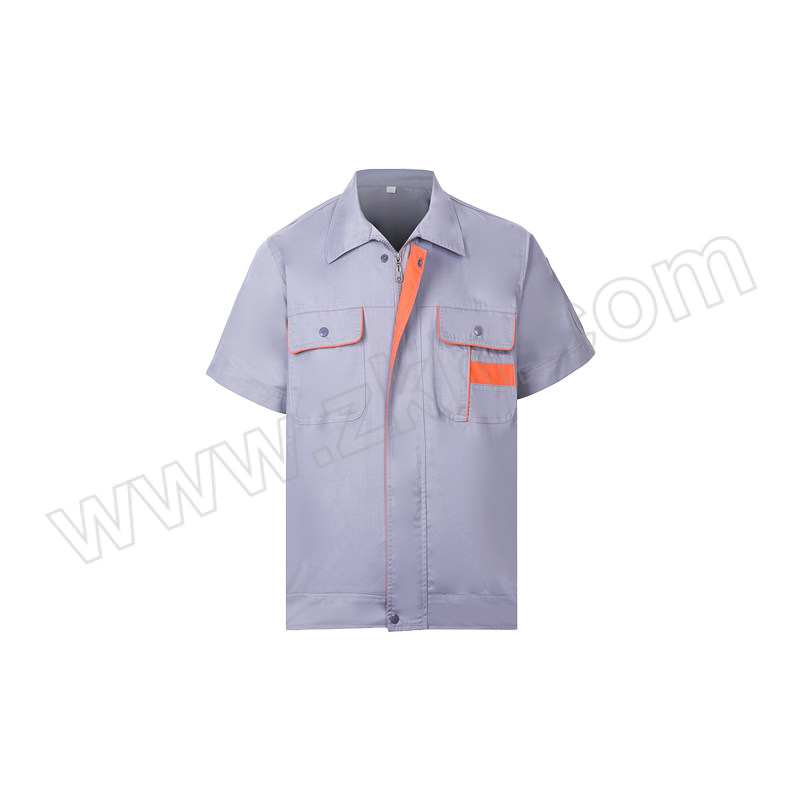 CNMF/谋福 夏季薄款短袖工作上衣 391-4 3XL 灰色桔边 1件
