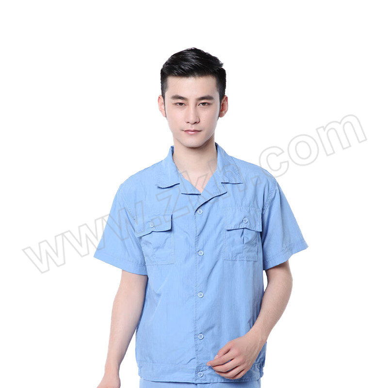 CNMF/谋福 水洗棉夏季工作服短袖上衣 tj1493-1 M 蓝色 1件