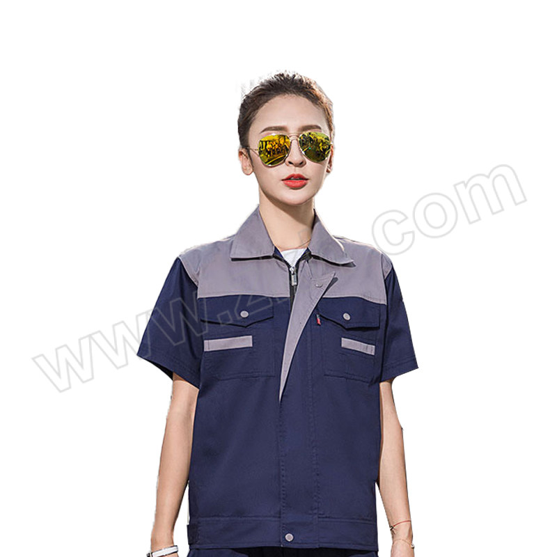 CNMF/谋福 夏季透气耐磨短袖工作服上衣 ym034-1 170 上灰下藏蓝 1件
