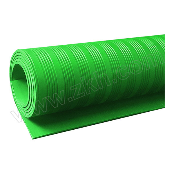 ZKH/震坤行 经济款宽条纹型橡胶绝缘地垫 W20RT10G 1×1m 绿色 厚10mm 测试电压30kV 1卷