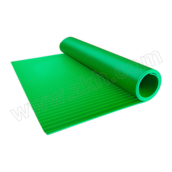 ZKH/震坤行 经济款宽条纹型橡胶绝缘地垫 W20RT10G 1×1m 绿色 厚10mm 测试电压30kV 1卷