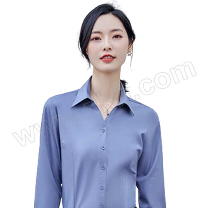 ANQIAOXIANG/安巧象 V领竹纤维女款弹力长袖衬衫 L202488 灰色 S 1件