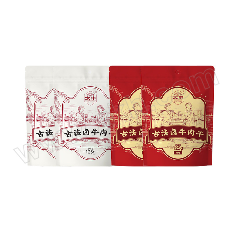 TAIFENG/太丰 太丰古法卤牛肉干-2原味+2辣味-125克-4包 TF-GFLNRG 1盒