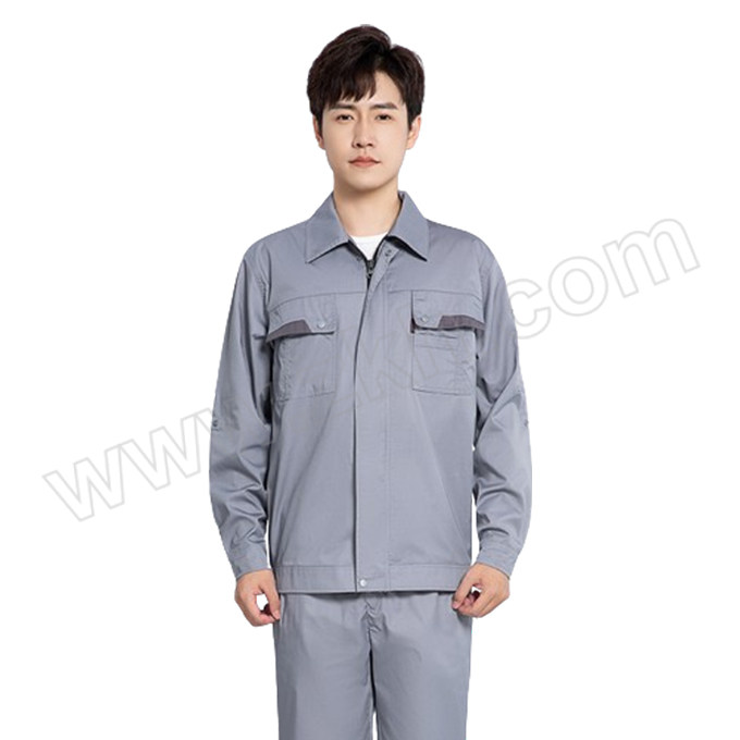 ANQIAOXIANG/安巧象 春秋长袖工作服耐穿套装 xx082001 170 灰色 上衣×1+裤子×1 1套