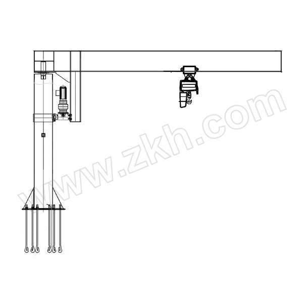SISINSING/十星 工字钢悬臂吊 DJB-1000-4.5-3 外高3m 臂长4.5m 起重量1t 配葫芦 1套