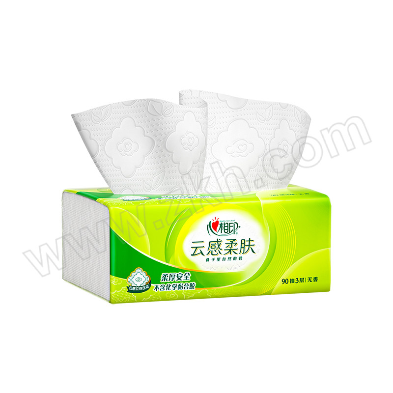 MIND ACT UPON MIND/心相印 云感系列塑装纸面巾 DS-DT17090-24B 132×190mm 90抽×24包 三层 1箱