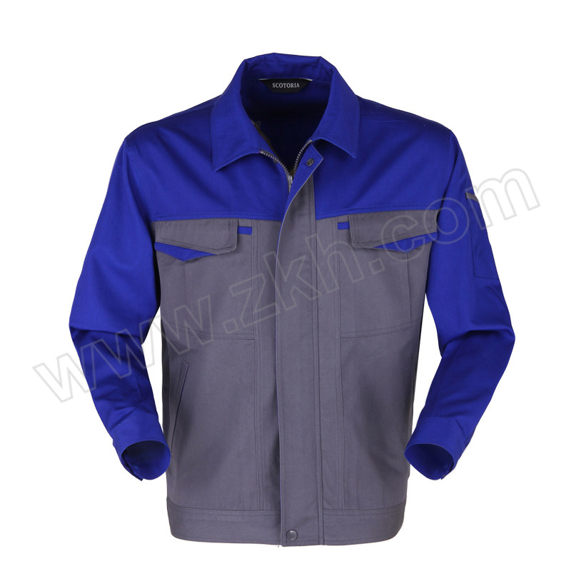 SCOTORIA/斯卡地尔 TC涤棉拼色工作服上衣 PC16TC701 L 蓝灰拼色 1件