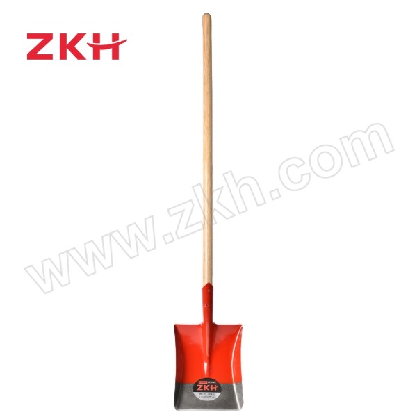 ZKH/震坤行 双色大号铁锹方锹锰钢 ZKH-FQ02 420×295×245mm 锹头重800g±50g 含1.2m锹把实木柄+2颗固定螺钉 1把