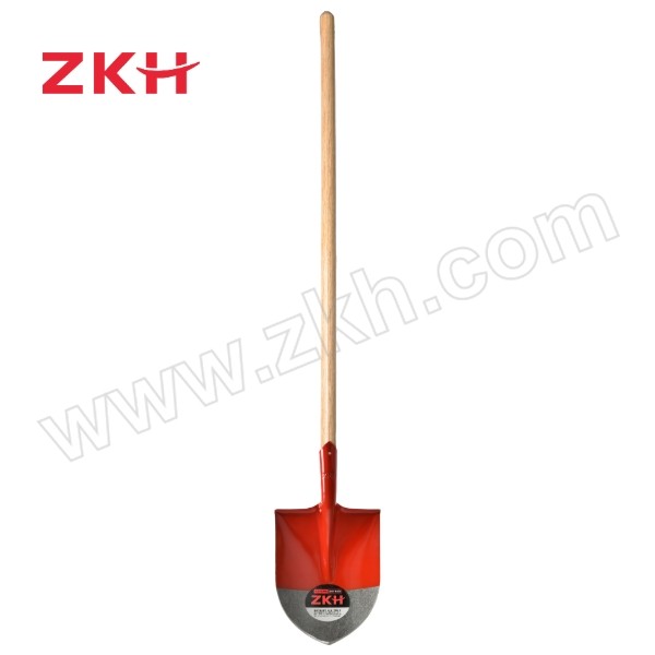 ZKH/震坤行 经济型双色大号铁尖锹 ZKH-JQ02 420×295×245mm 锹头重800g±50g 含1.2m锹把实木柄+2颗固定螺钉 1把