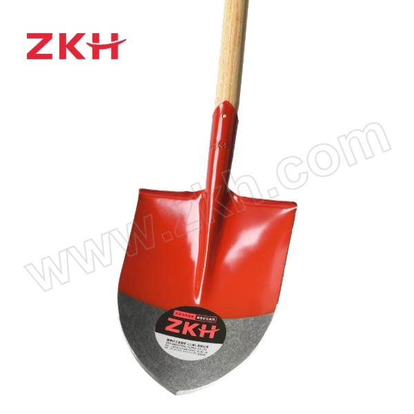ZKH/震坤行 经济型双色大号铁尖锹 ZKH-JQ02 420×295×245mm 锹头重800g±50g 含1.2m锹把实木柄+2颗固定螺钉 1把