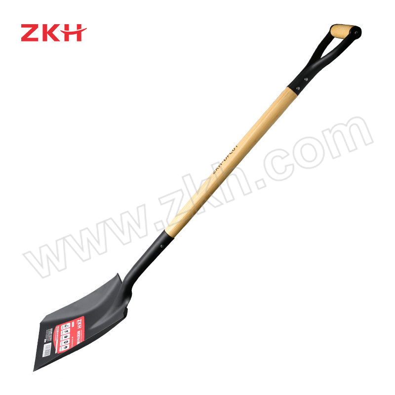 ZKH/震坤行 握把型方头大钢铲 ZKH-DFC01 238×282×486×1200mm 带握手及高级椿木柄 1把