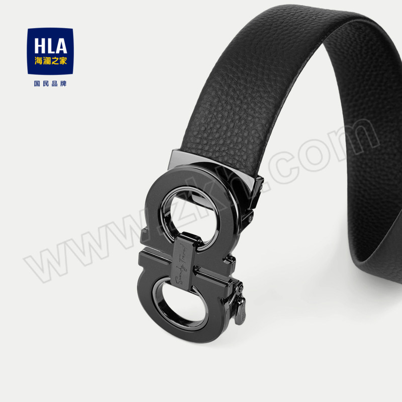 HLA/海澜之家 通勤皮带合金扣头自动扣男款腰带 HZPAD6W071A 黑色 115×3.5cm 1条
