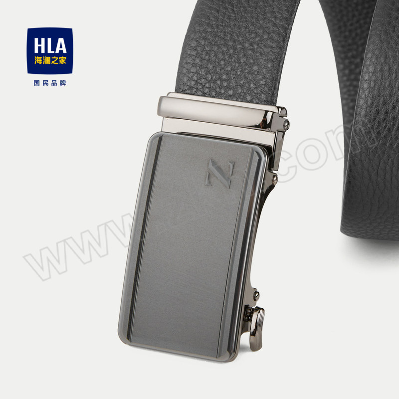 HLA/海澜之家 皮带自动扣金属扣头压花腰带男款 HZPAD6W072A 黑色 120×3.5cm 1条