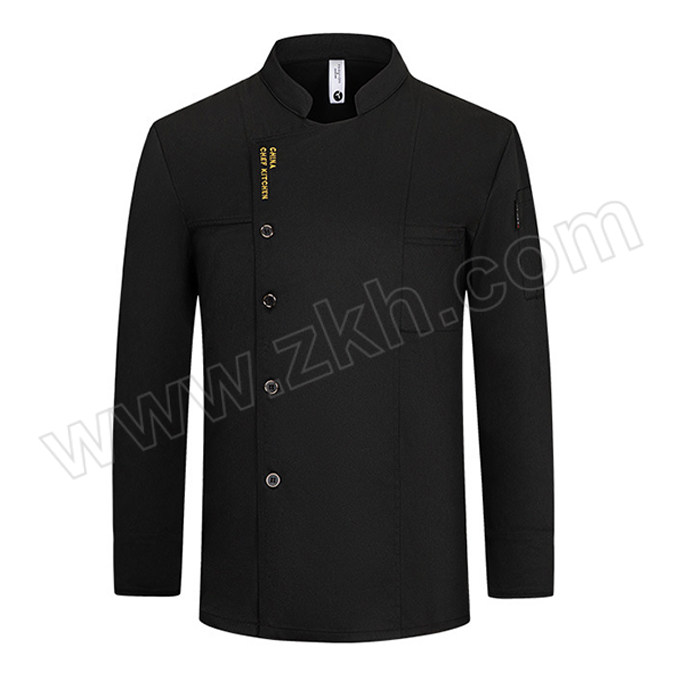 ANQIAOXIANG/安巧象 秋冬季长袖立领厨师工作服 xx241002 3XL 黑色 上衣 1件