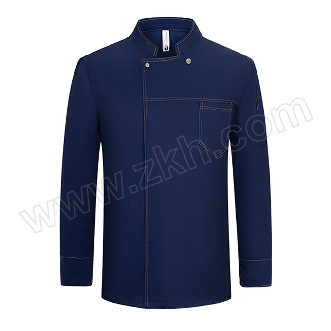 ANQIAOXIANG/安巧象 秋季明线暗扣透气厨师服 xx241004 M 蓝色 上衣 1件