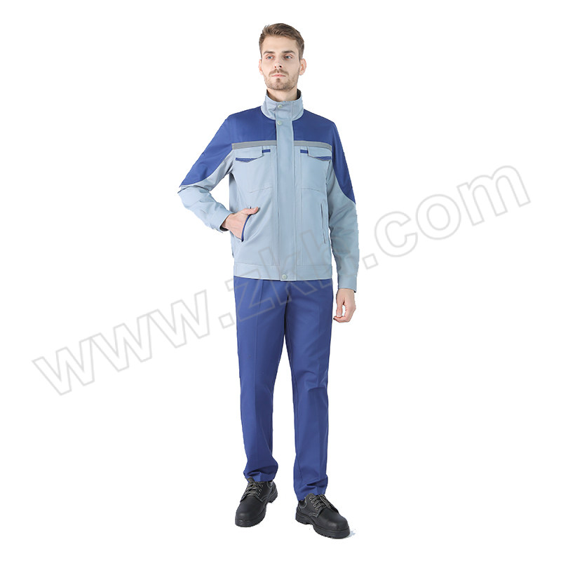 CONGDI 春秋涤棉耐脏工作服 2138 L 浅灰色上衣×1+紫蓝色裤子×1 1套