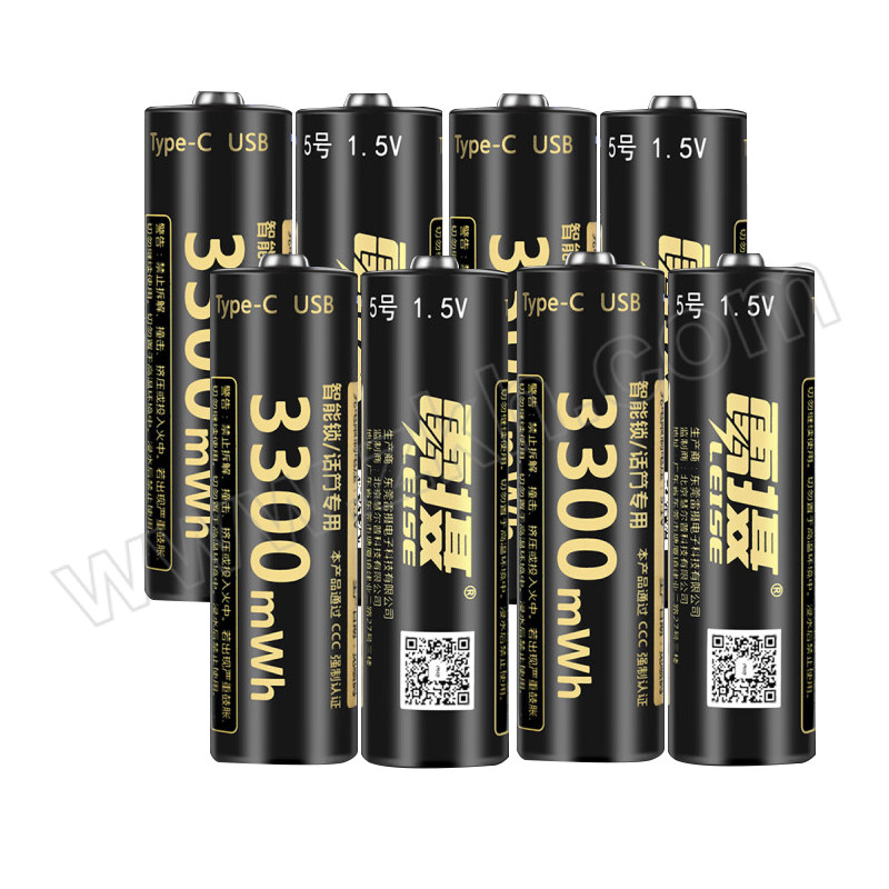 LEISE/雷摄 充电锂电池 LS-AA3300mWh电子锁型 (3C认证)USB-AA 5号/Type-C 8节盒装 1.5V大容量 电子锁/麦克风 1盒