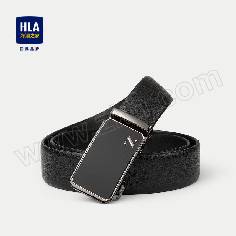 HLA/海澜之家 自动扣皮带简约压花质感腰带男款 HZPAD6W063A 黑色 105×3.5cm 1条