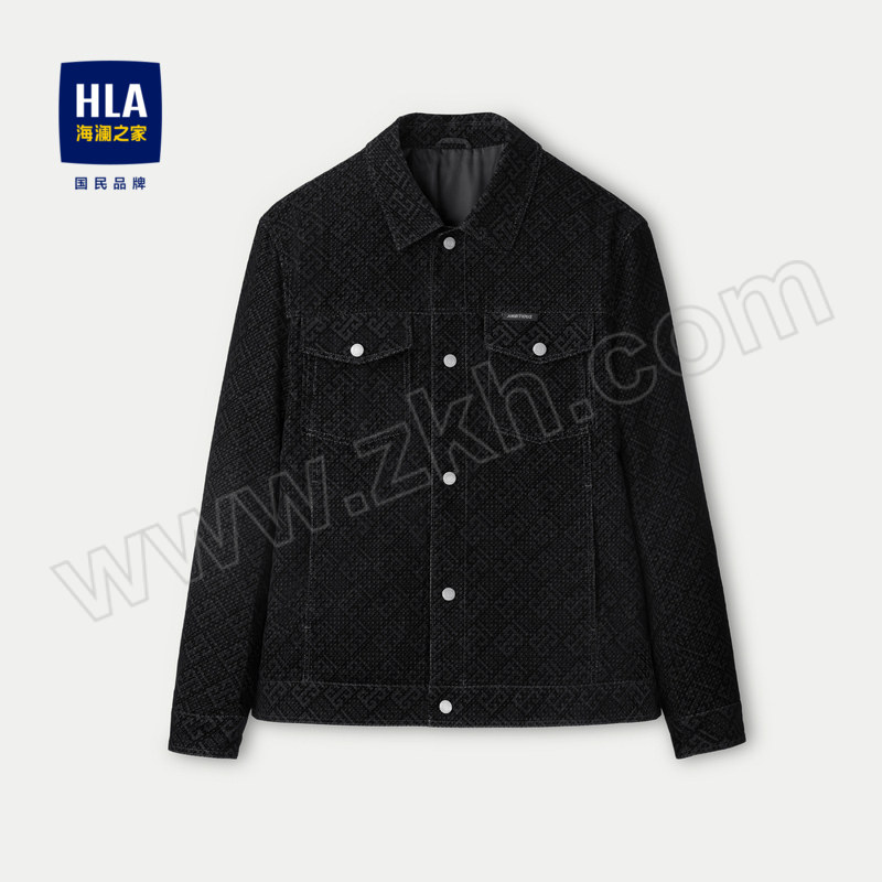 HLA/海澜之家 夹克翻领时尚外套男款 HWJAD3W161A 黑色 185/100A 建议165~180斤 1件