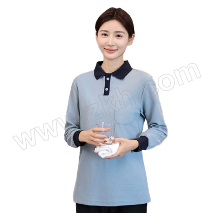 ANQIAOXIANG/安巧象 春秋服务员保洁工作服长袖 xx241011 蓝色 6XL 1件