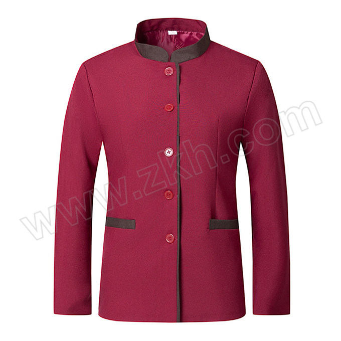 ANQIAOXIANG/安巧象 秋冬咖啡边保洁工作服女款长袖 xx241018 红色 5XL 1件