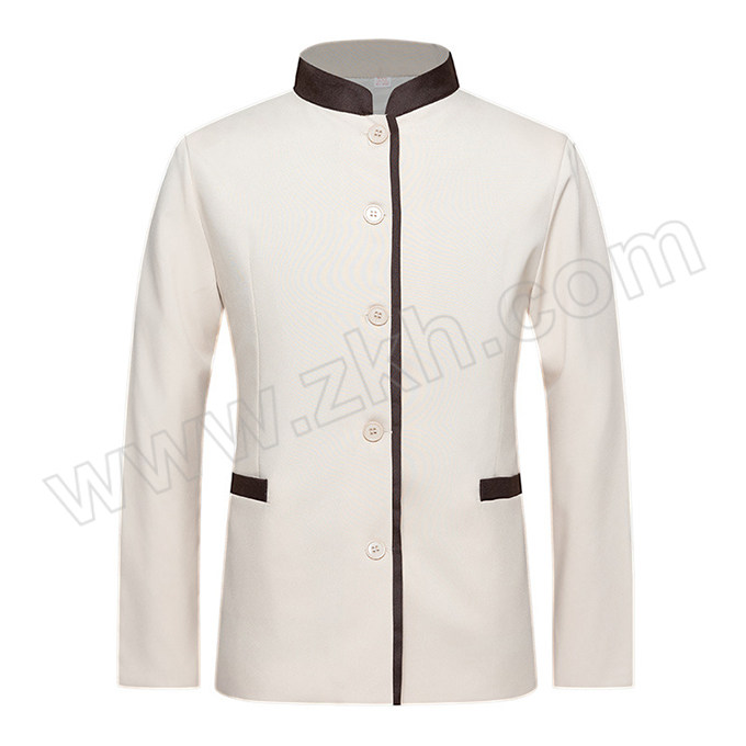 ANQIAOXIANG/安巧象 秋冬咖啡边保洁工作服女款加棉长袖 xx241018 加棉米白色 XL 1件