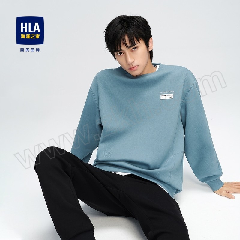 HLA/海澜之家 落肩微阔版卫衣男款 HNZWD3U074A 雾霾绿 170/88A 建议115~130斤 1件