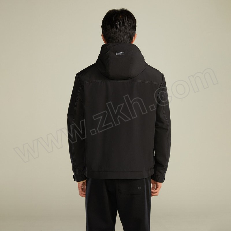 HLA/海澜之家 休闲夹克连帽设计外套男款 HWJAD3W123A 黑色 L 建议135~150斤 1件