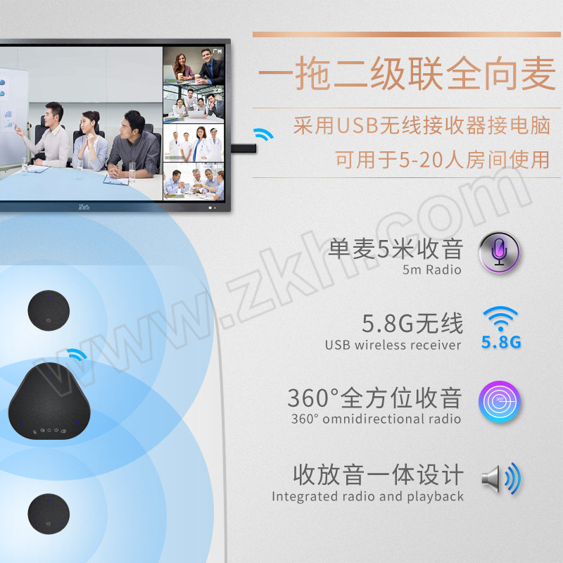 YSX/易视讯 1+2级联无线全向麦克风 YSX-NT912S 适用于20-60m² 1套