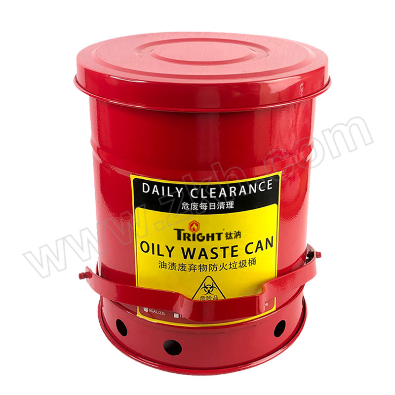 TRIGHT/钛汭 油渍废品罐防火垃圾桶 TC0140R 14gal/52.9L 红色 460×430×570mm 1个