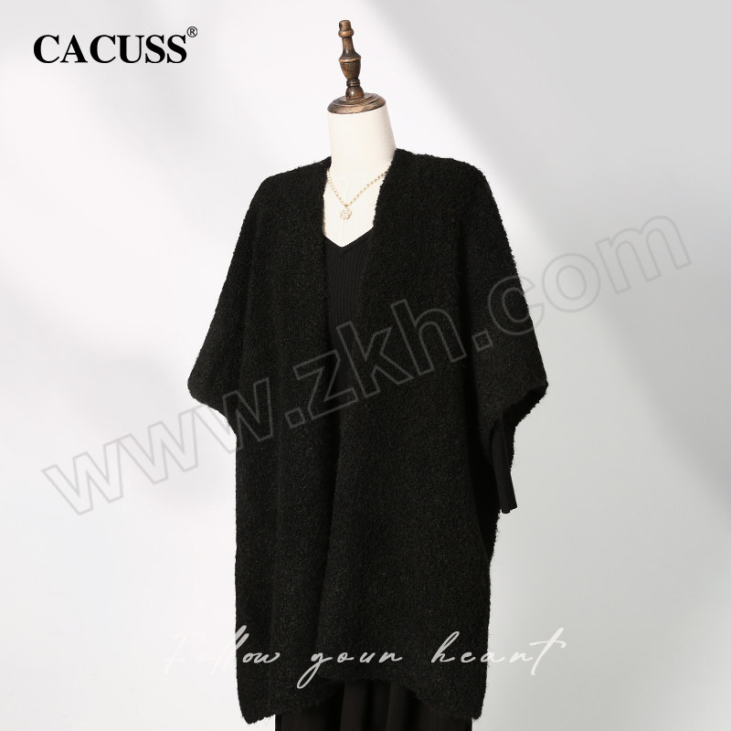 CACUSS/亿和帽业 圈圈纱羊毛女士披肩围巾 WJ240505 黑色 140*87cm/条 1条