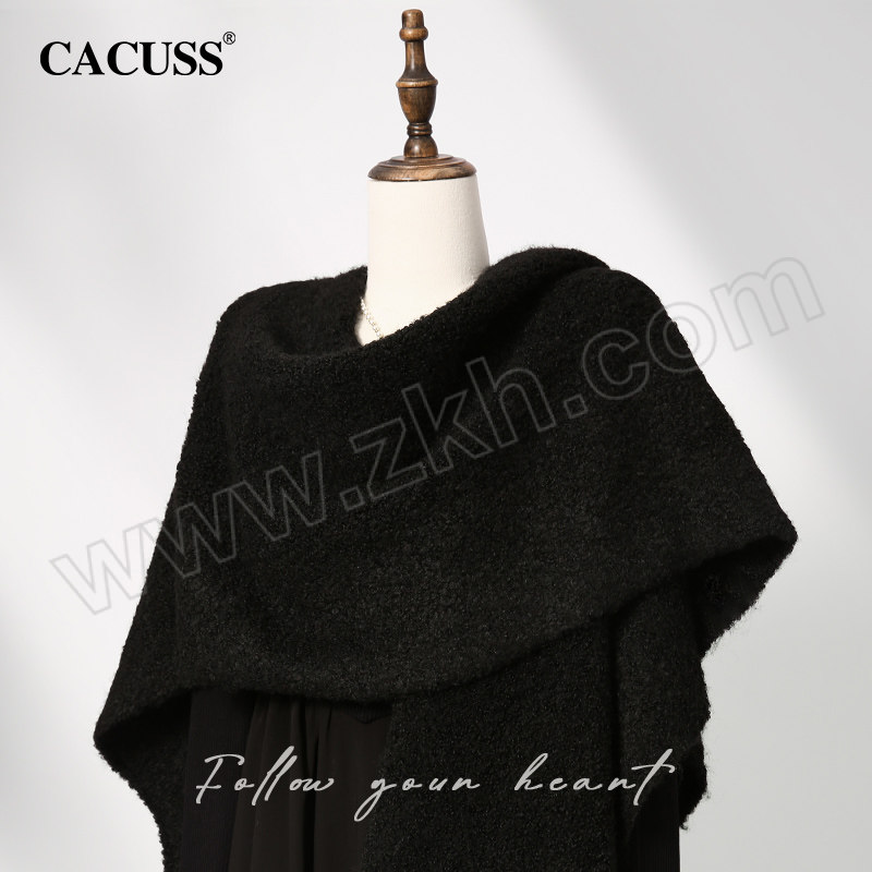 CACUSS/亿和帽业 圈圈纱羊毛女士披肩围巾 WJ240505 黑色 140*87cm/条 1条