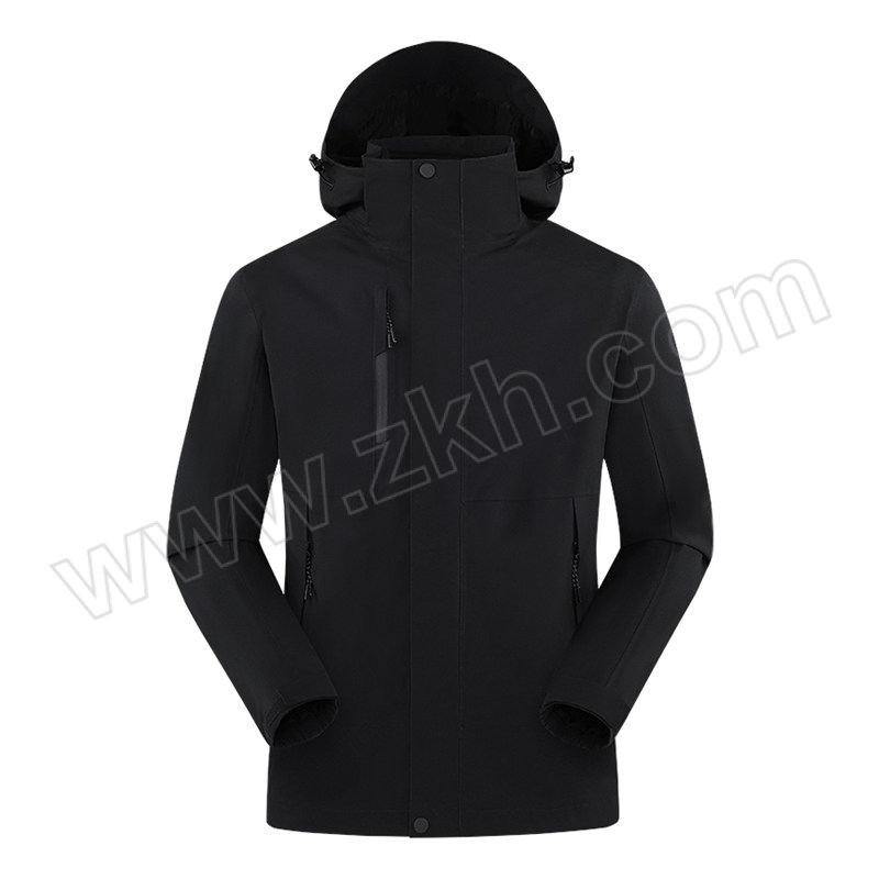 LILANZ/利郎 男女同款全热封登山服可拆卸抓绒内胆防风防水冲锋衣 24LLDC06 黑色 XL 1件