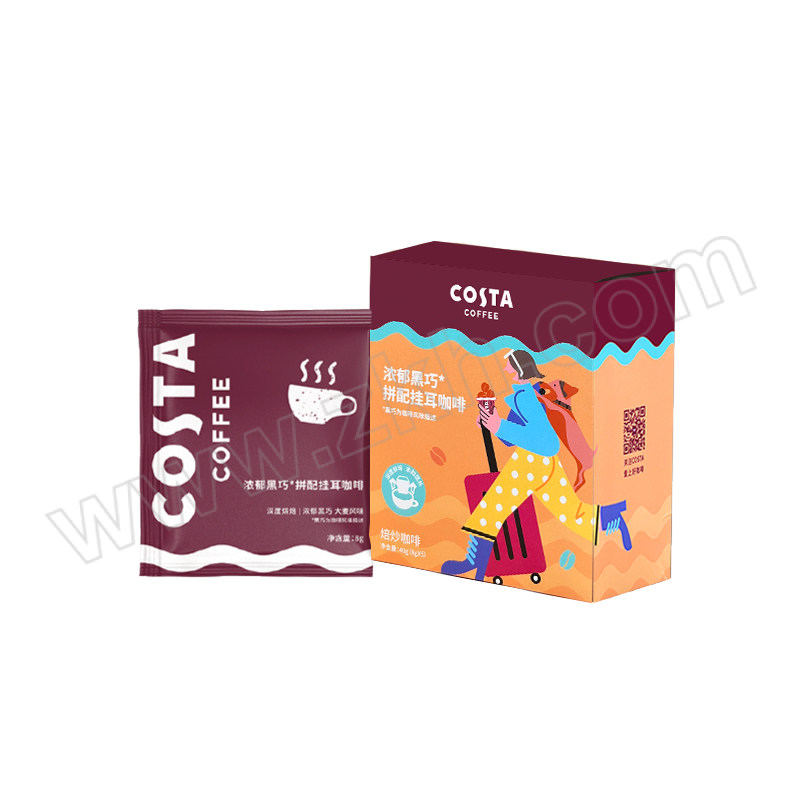 COSTA/咖世家 浓郁黑巧拼配挂耳咖啡8g5包装 36型 1盒