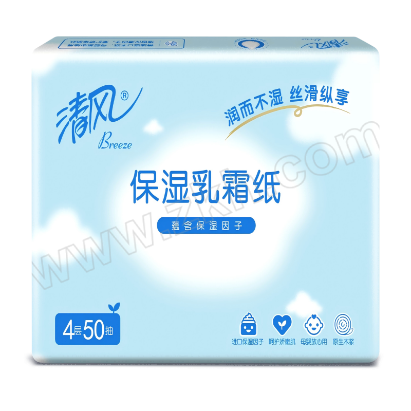BREEZE/清风 乳霜纸 BR105SB 180×130mm 4层 50抽×5包 1提
