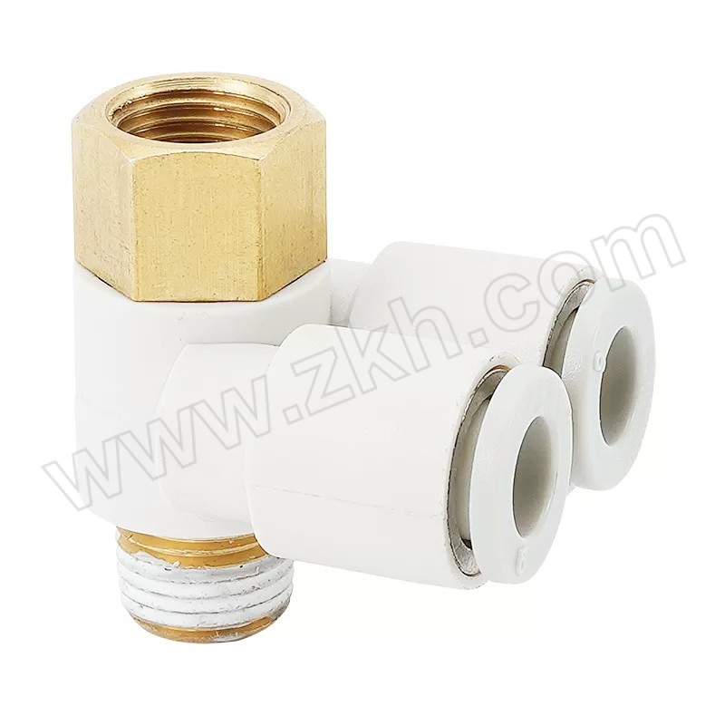FLYFLOW/福莱福流 F-KQ2ZF气动快插双管带内外螺纹万向接头 F-KQ2ZF12-03S 快插12mm 内外螺纹R3/8 1个