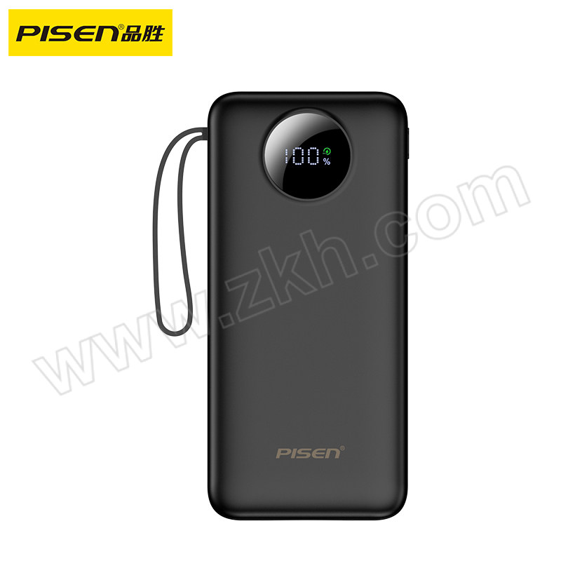 PISEN/品胜 22.5W圆镜面四线屏显快充电宝 TP-D100 20000mAh 黑色 1个