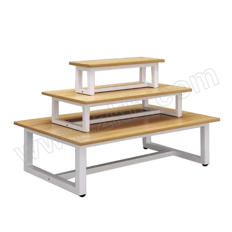 JHS/集华世 多功能超市中岛商品展示台 JHS-ZST-097 尺寸2000×1000×1200mm 三层 白色+浅胡桃色 1个