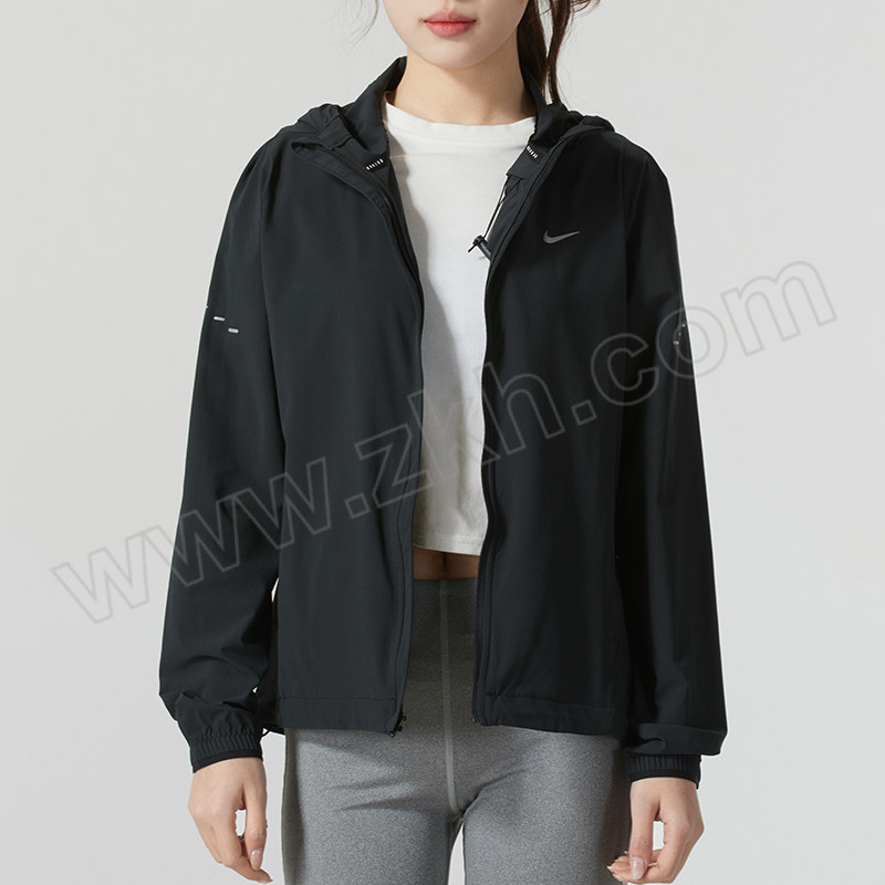 NIKE/耐克 女春秋款运动梭织夹克外套 HQ0651-010 黑/银 L 1件