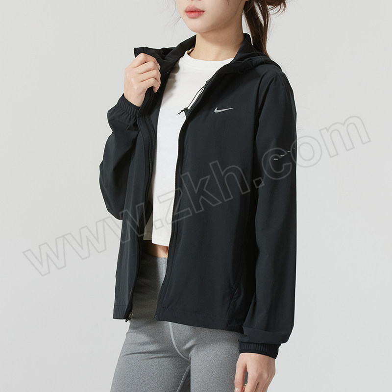NIKE/耐克 女春秋款运动梭织夹克外套 HQ0651-010 黑/银 L 1件