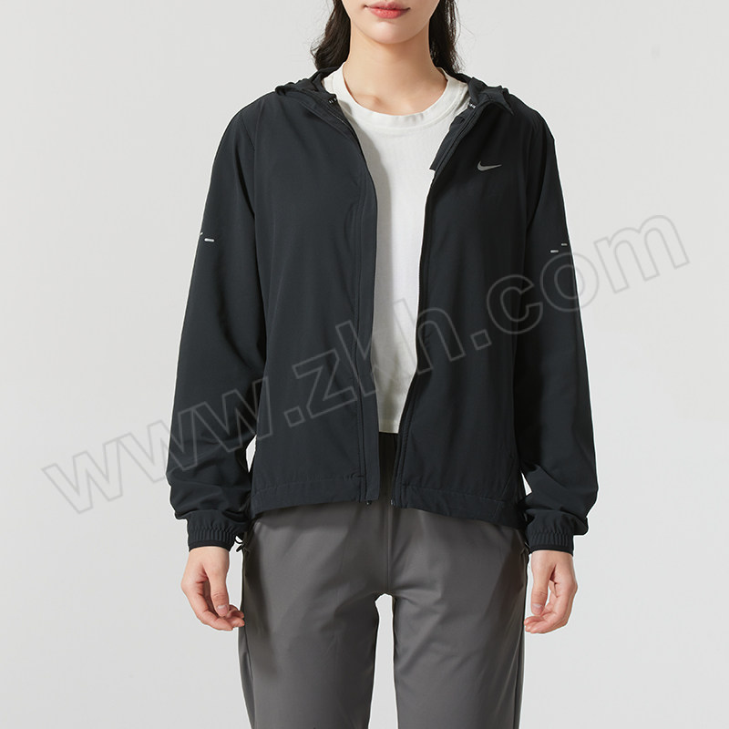 NIKE/耐克 女春秋款运动梭织夹克外套 HQ0651-010 黑/银 L 1件