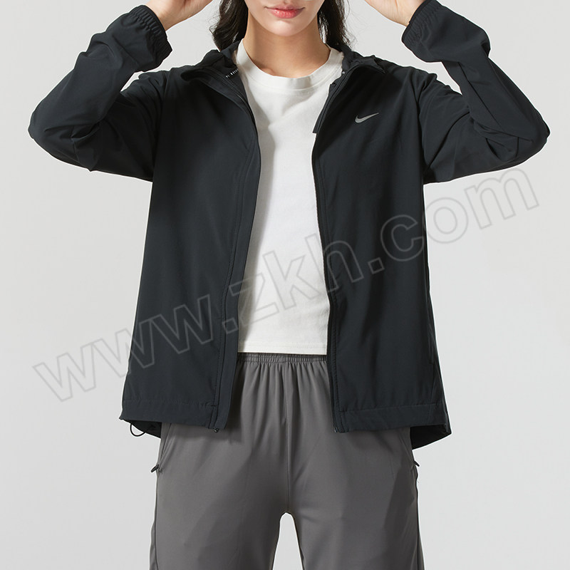 NIKE/耐克 女春秋款运动梭织夹克外套 HQ0651-010 黑/银 L 1件