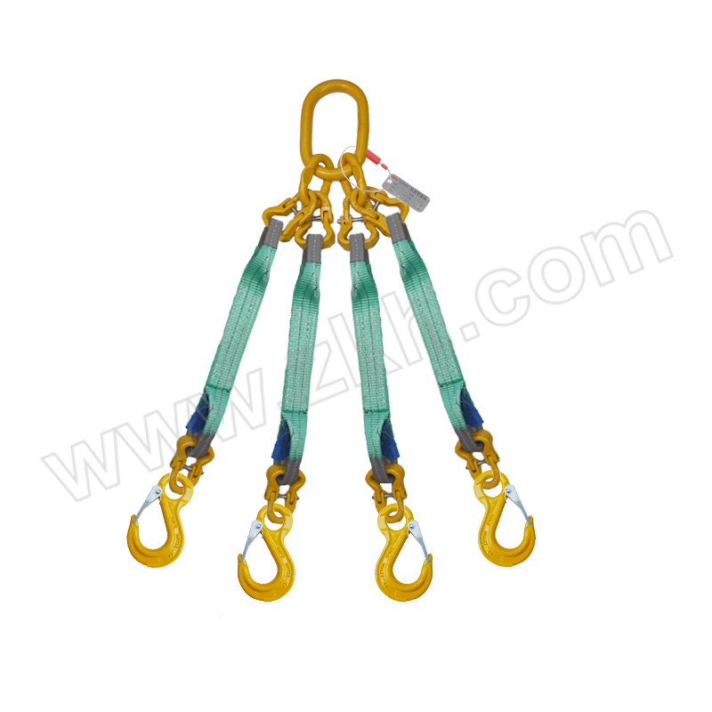 PPU/品尔优 四腿扁平吊装带成套索具(眼型滑钩) ULF08-8M 0≤45°额定载荷16.8t 45°＜0≤60°额定载荷12t 使用长度8m 1件
