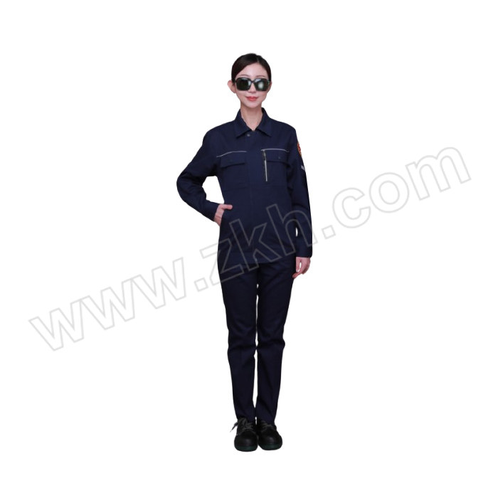 BAIYI/佰益 纯棉网格防静电工作服 6056 XL码 深蓝色 1套