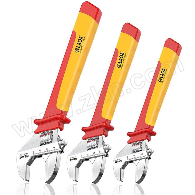 LAOA/老A 绝缘活动扳手套装 LA152138+LA152140+LA152142 绝缘扳手8"/10"/12" 1套