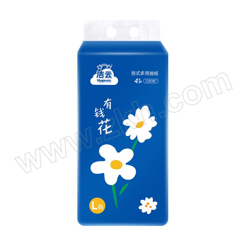 HYGIENIX/洁云 悬挂式塑包面纸 H16213301 175×157mm 4层 320抽×4提 1箱