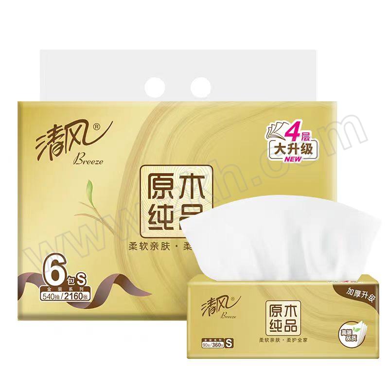 BREEZE/清风 金装抽纸 BR61SJ 190×132mm 90抽×6包 3层 1提